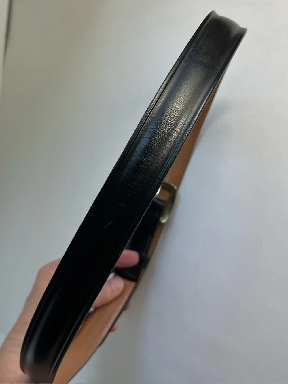 Vintage Paris Black Leather Dress Belt Size 32 Aniline Cowhide Comfort Buckle